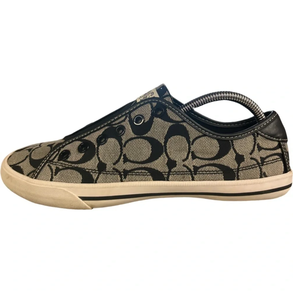 Coach BEV Black Monogram Laceless Slip-On Sneaker Size 9 B - Picture 5 of 9